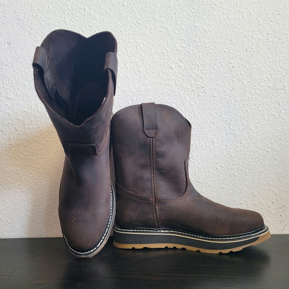 Bonanza Brown Leather Cowboy Boots